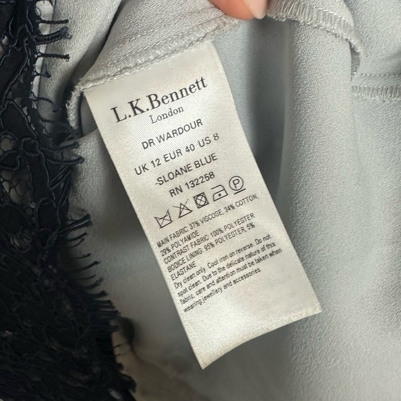 L.K. Bennett Navy London Wardour Lace Overlay Dress Size 8 - Picture 6 of 7